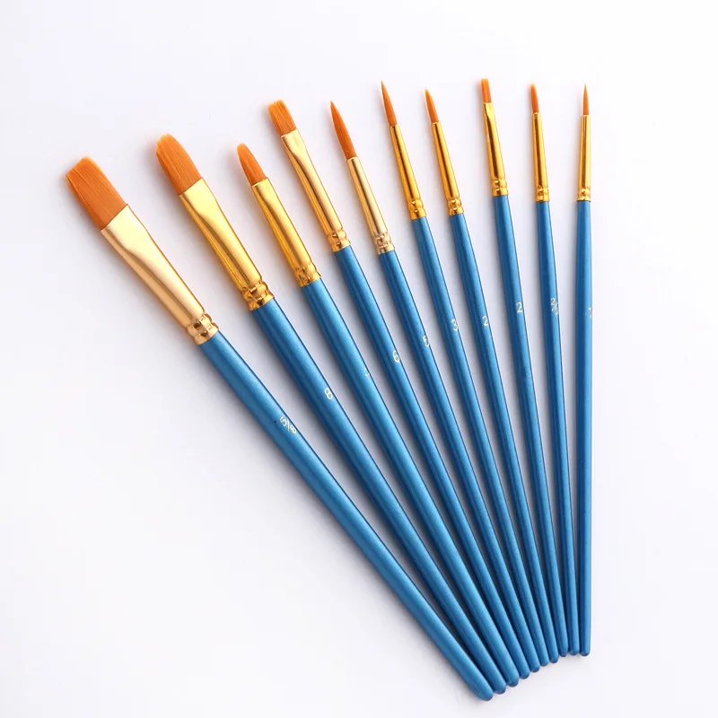 Artist Nylon Paint Brush Professional Watercolor Acrylic Wooden Handle