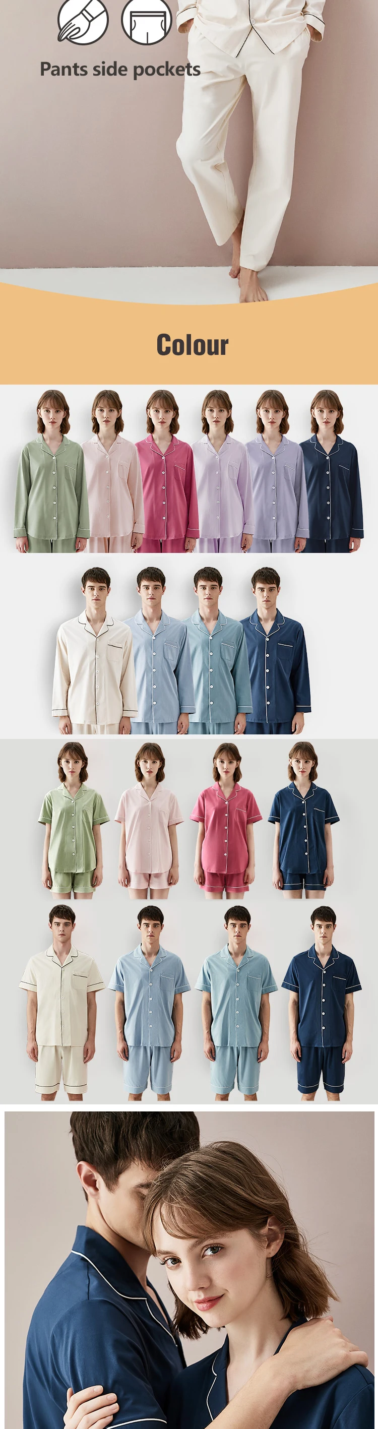 Enerup Fashion Copper Pe Bamboo Women's Half-Length Sleepwear Wholesale China Long Nightgown Pajamas Set