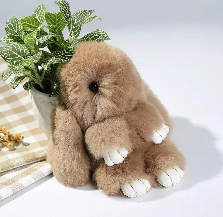 可爱的pluff兔子钥匙扣獭兔毛钥匙扣人女包