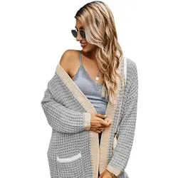 Winter European And American Color Matching Padded Sweater Cardigan Jacket Women