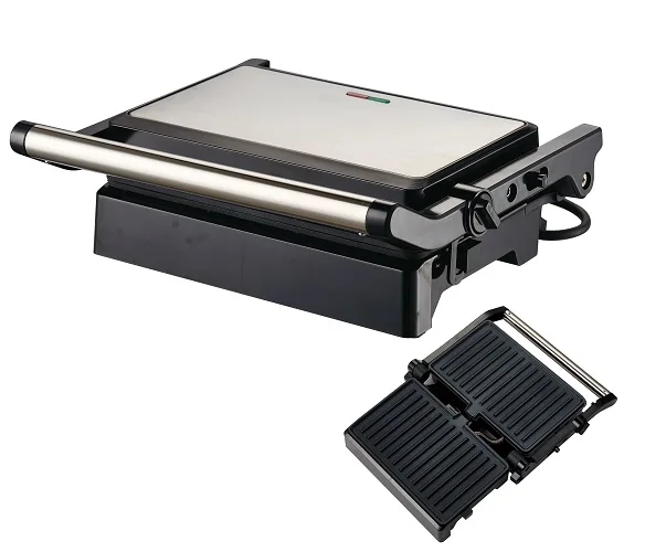 Stainless Steel Electric Grill Sandwich Press Panini Grill With Slant