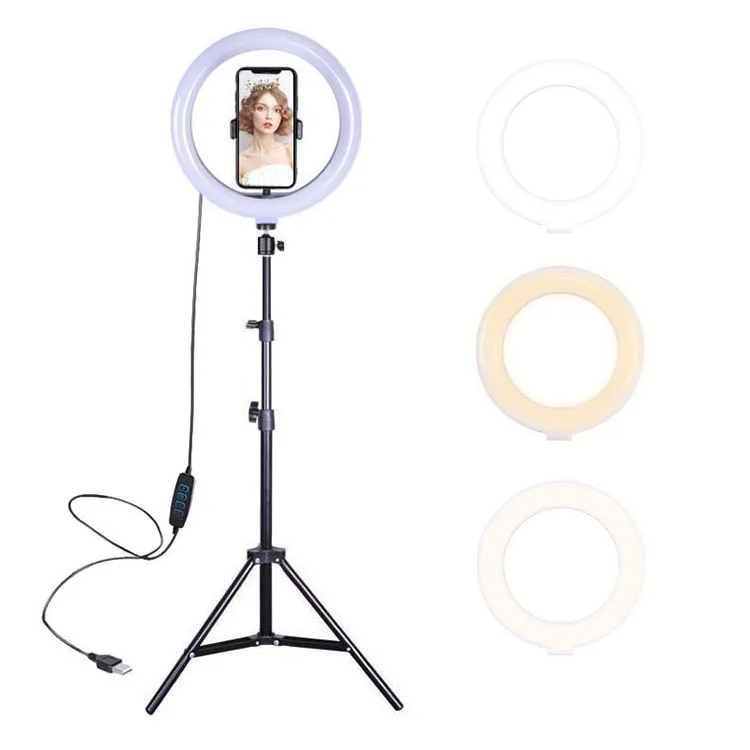 2020 tiktok makeup beauty 10 inch light ring upgraded photography 26cm mini selfie tripod stand fill circle led ring lamp