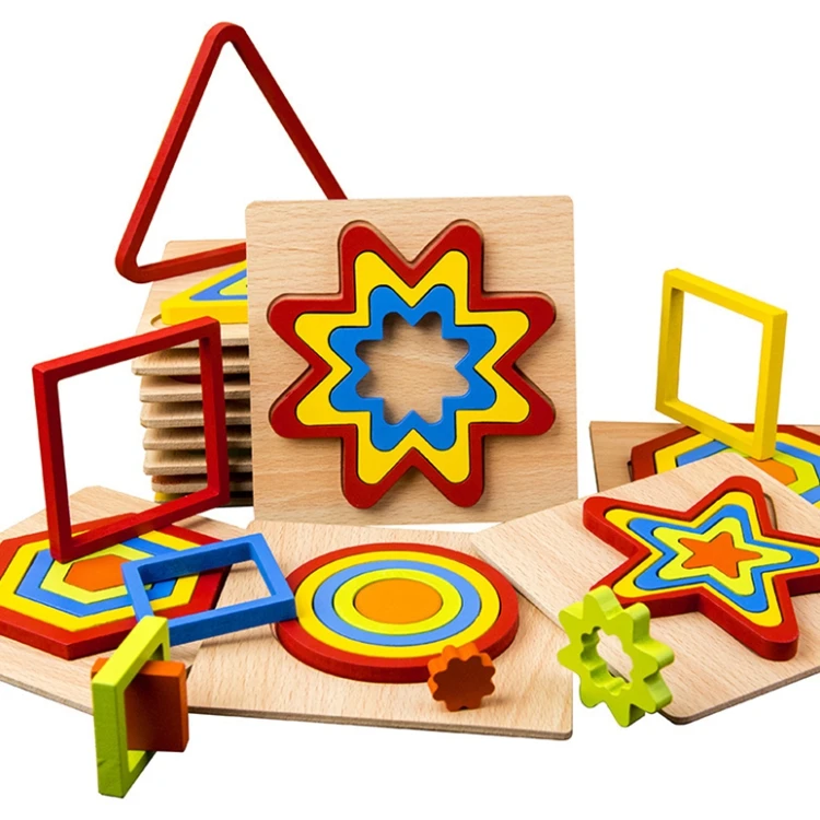 children geometrical shape montessori 3d puzzle toy family game