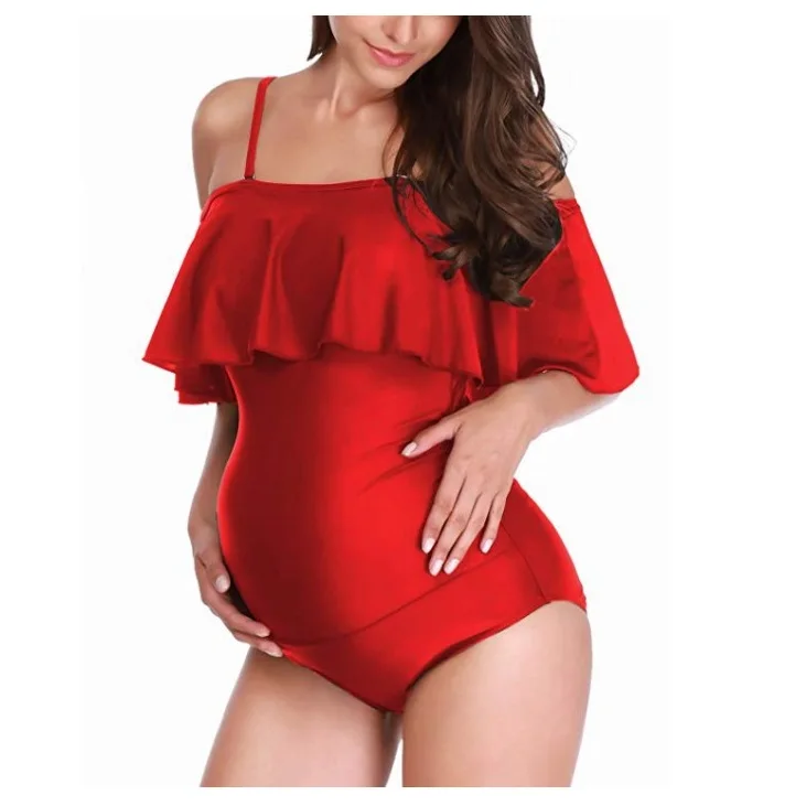 
2020 Maternity Beachwear Bikinis Maternity Swimwear Sexy Solid Color One Piece Plus Size Maternity Swimsuit For Pregnant Women 