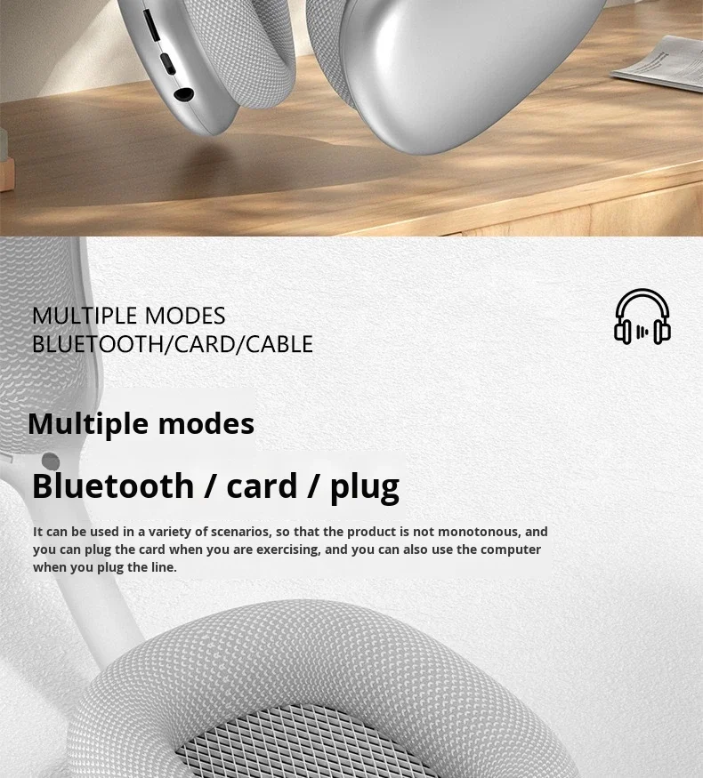 P9 Pro Max Over-Ear Noise-Canceling Wireless Earphones IPX3 Waterproof Type-C Charging LED Battery Indicator for 5.0