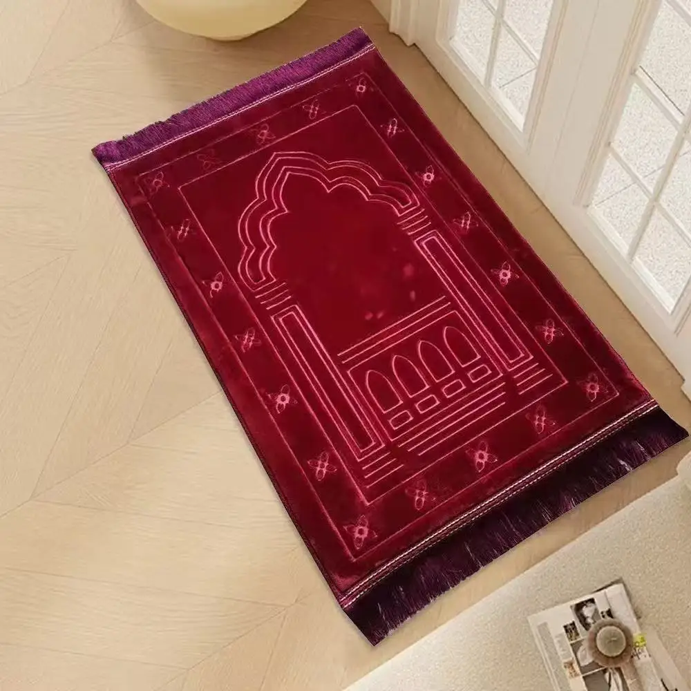 Embroidered Raschel Prayer Mat Thickened Islamic Rug For Home_voghion.com