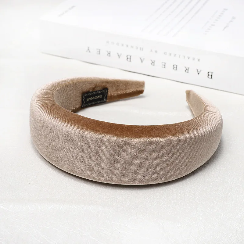 LRTOU Wholesale Ins Hot Sale Hair Accessories Winter Thick Hair Band Sponge Velvet Plain Plastic Headband For Girls