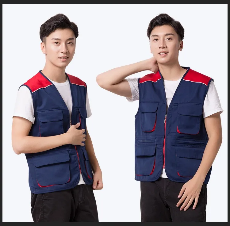 Custom Work Vest Uniform With Pockets Sleeveless Working Tool Vest