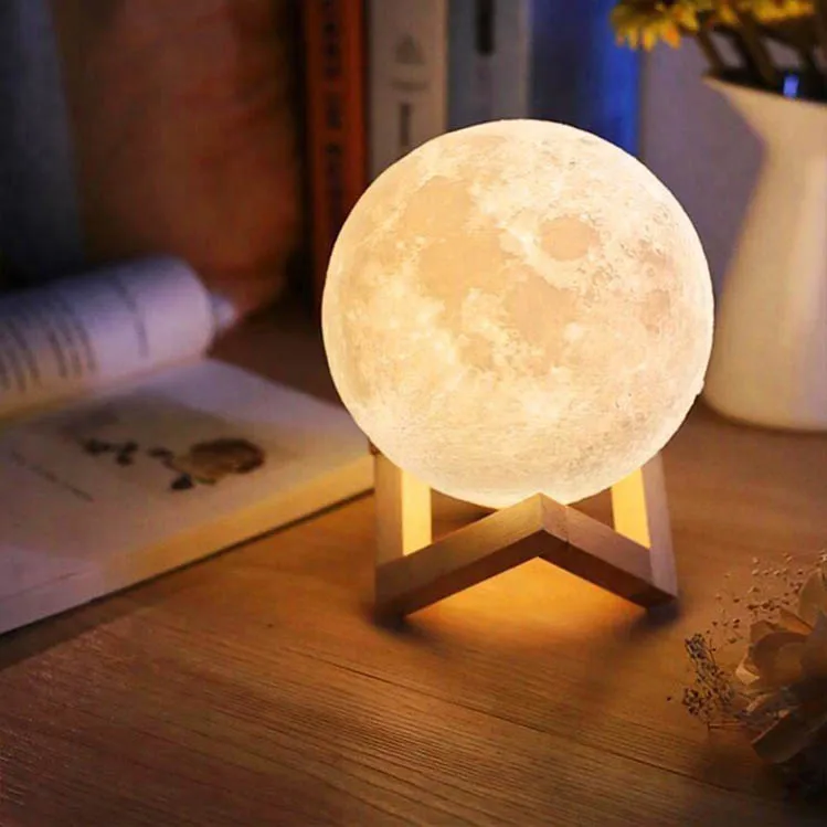 Yunlife 3D Print LED Moon Light Touch Switch LED Bedroom Night Lamp Novelty Light for Kids Christmas gift