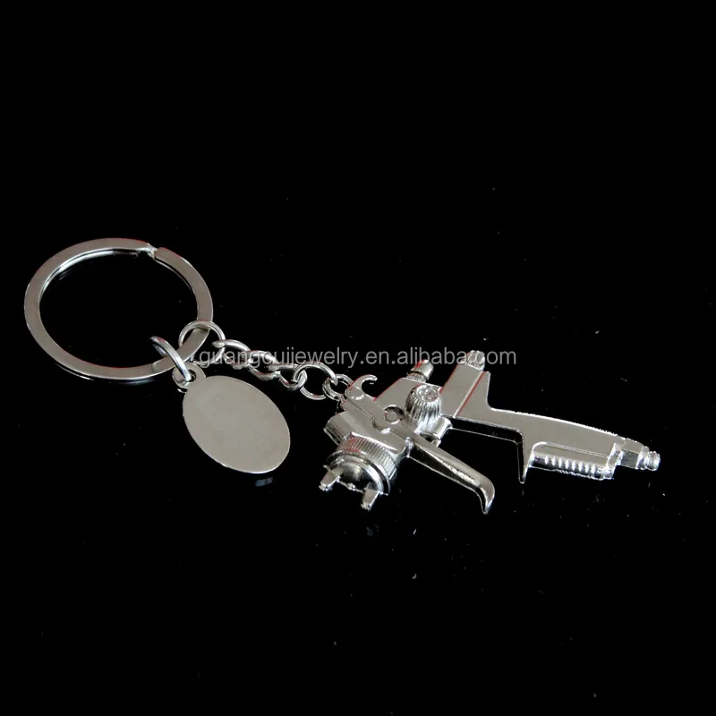 Silver Metal Spray Paint Water Gun Keychain Key Ring Pendant Jewelry Kid Gift 
