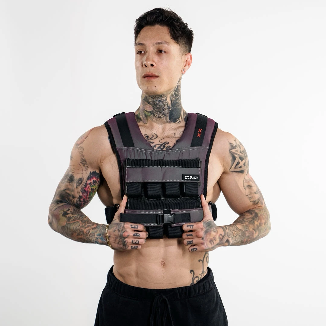 Fluorescent Violet Weight Plate Carrier Tactical Vest Workout Fitness Adjustable Unisex Weighted