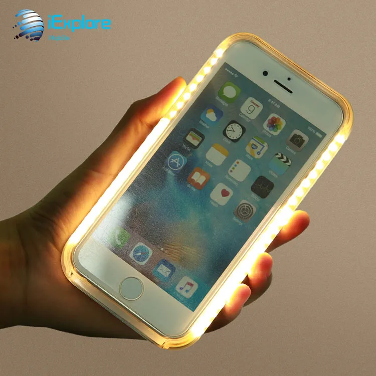 iExplore Manufacturer double Sides Selfie Fill-in LED Light Flash Light up Luminous Phone Case For Samsung S8 S8 plus