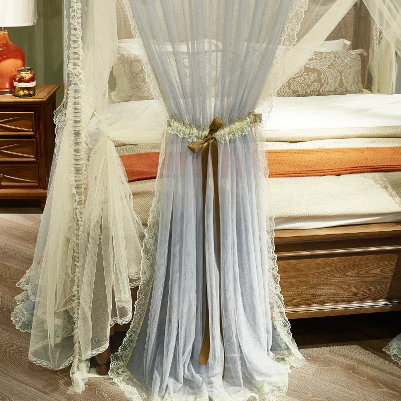 Nordic High Grade Luxury Romantic Lace Double Bed Encrypted Thick Double Landing Bedroom Mosquito Net