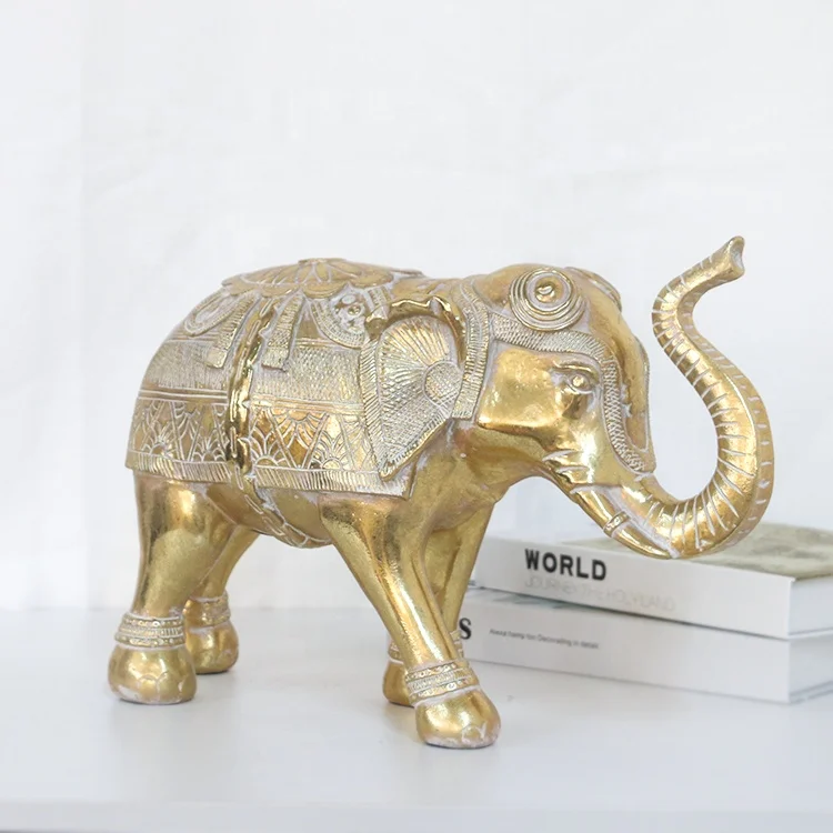 Hand Made Home Decor Resin Gold Elephant Statue,Indoor Table 