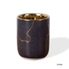 fashion ceramic black glaze golden marble effect candle holder with wood lid for home decoration wedding spa scented candle jar