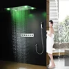 Bathroom Sets with multi function stainless steel led rain shower head,brass hand shower and thermostatic valve mixer set
