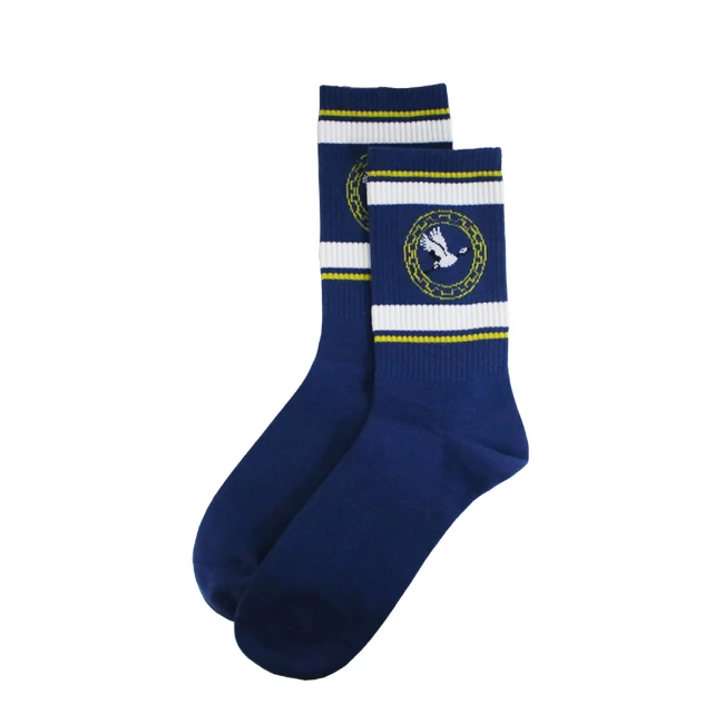 OEM personalized logo custom design pattern athletic white black men tube cotton sports socks sox crew sport socks stock lot