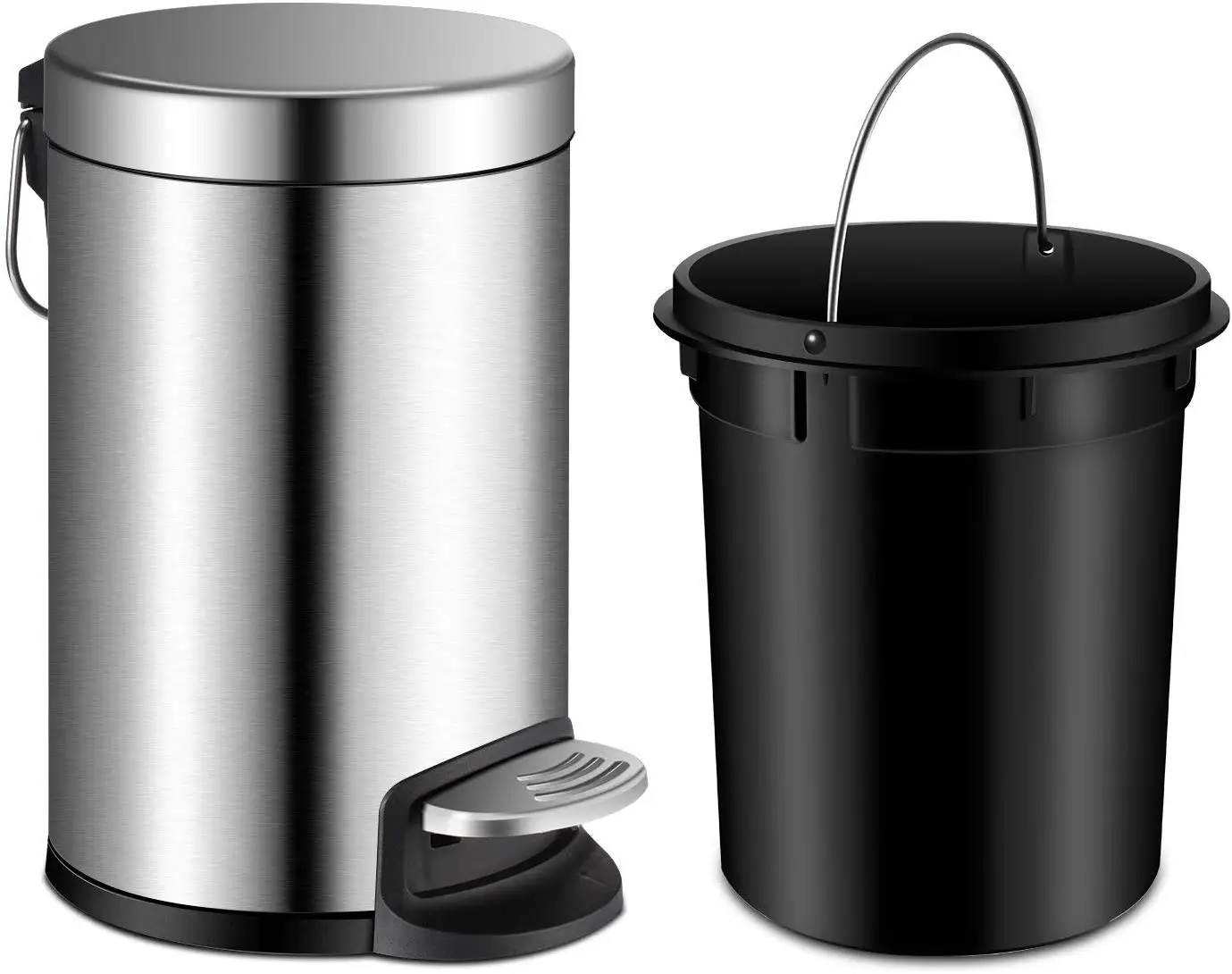 3 Liter Stainless Steel Flat Cover Plastic Pedal Bin Chinese Bathroom