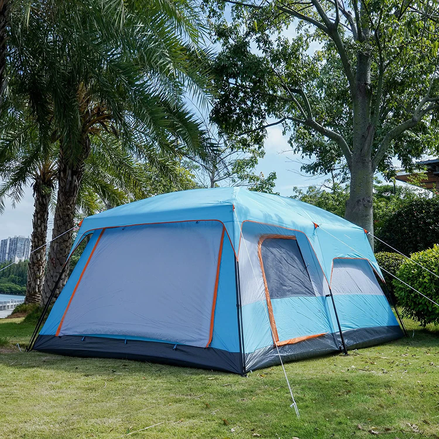 WOQI high quality Outdoor Waterproof 2 room Big Family Camping Tent for 6 12 Person