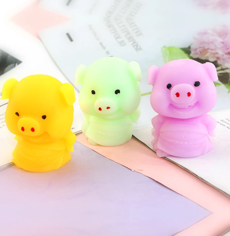 Pink Cartoon Lucky Pig Antistress Toy Piggy Sounding Silicone Squeeze ...