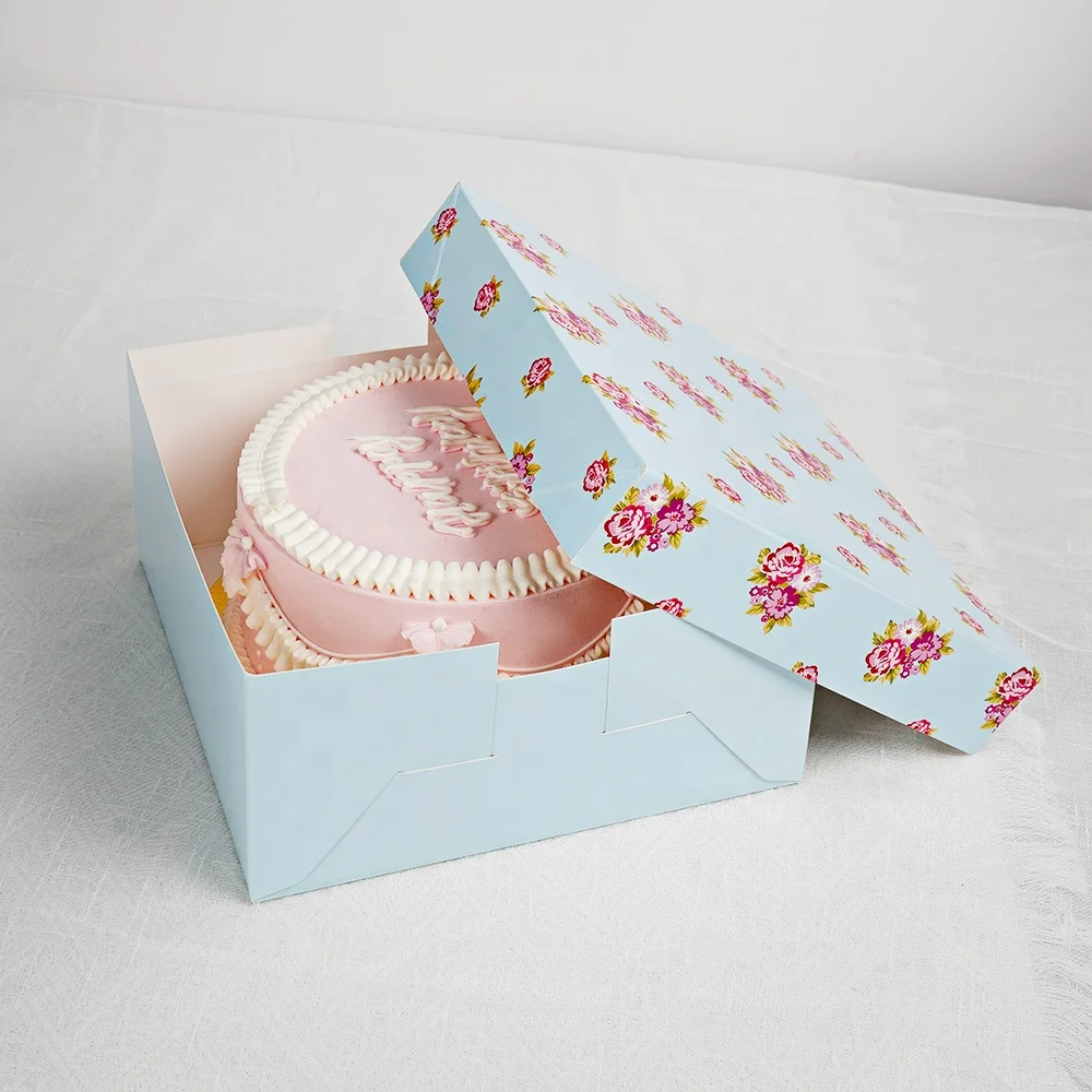Wholesale Luxury Bulk Birthday White Square With Lid Cake Box 8" 10" 12
