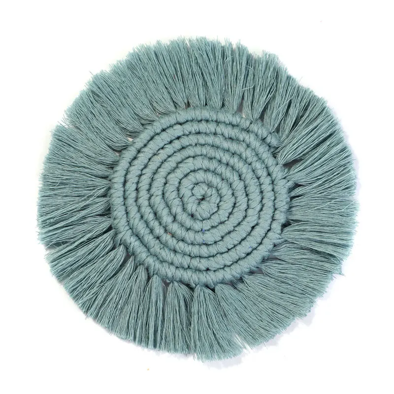 
Coasters for Drinks Absorbent Woven Coasters Set Handmade Macrame Coasters With Tassels Coffee Decor Heat Protection Mate 