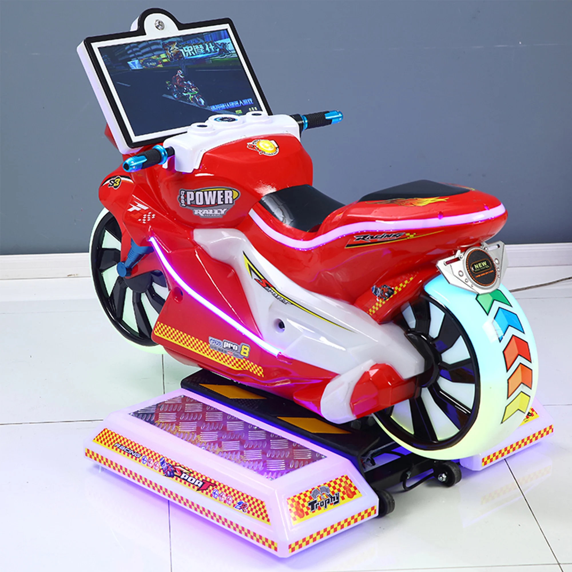 product factory wholesale kids led swaying screen toy car electric speed motorcycle 1 year coin operated rocking car machine for kids-3