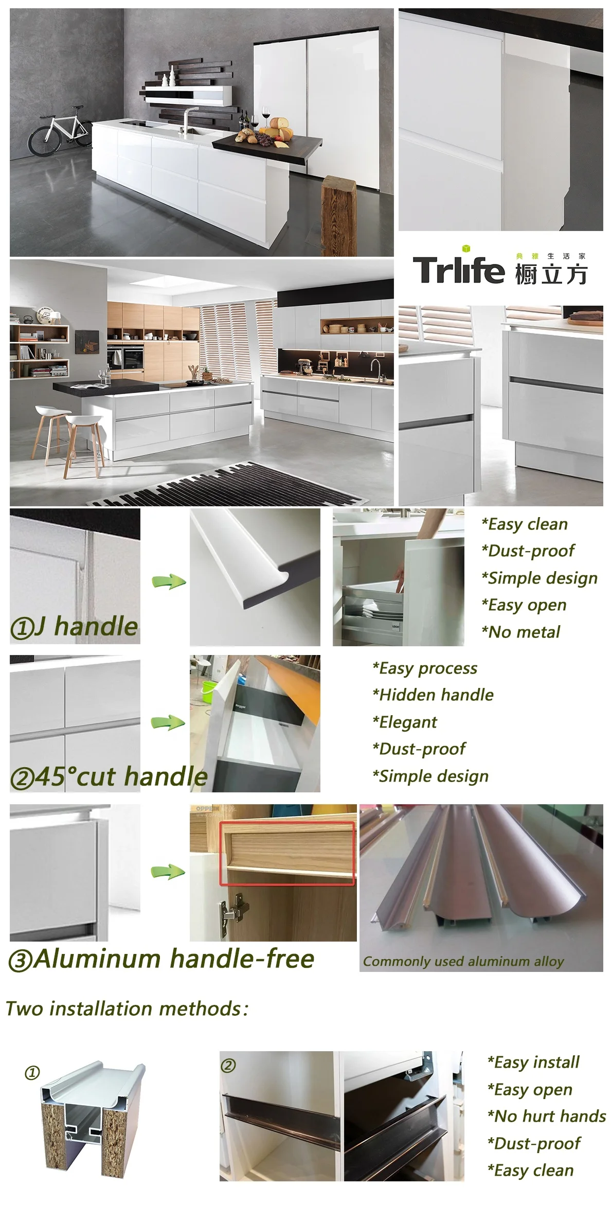 OEM factory customizable modern high quality artificial quartz countertop modular white lacquer kitchen cabinet set