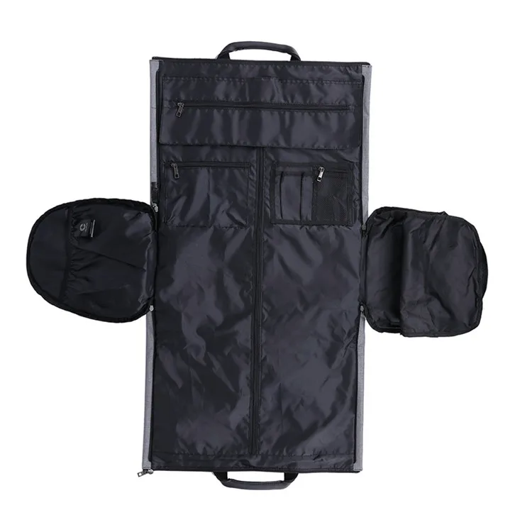 Outoodr Business Trip Foldable Suit Travel Bags Large Capacity Multipockets Zipper Garment Bag Duffel Mens Gray