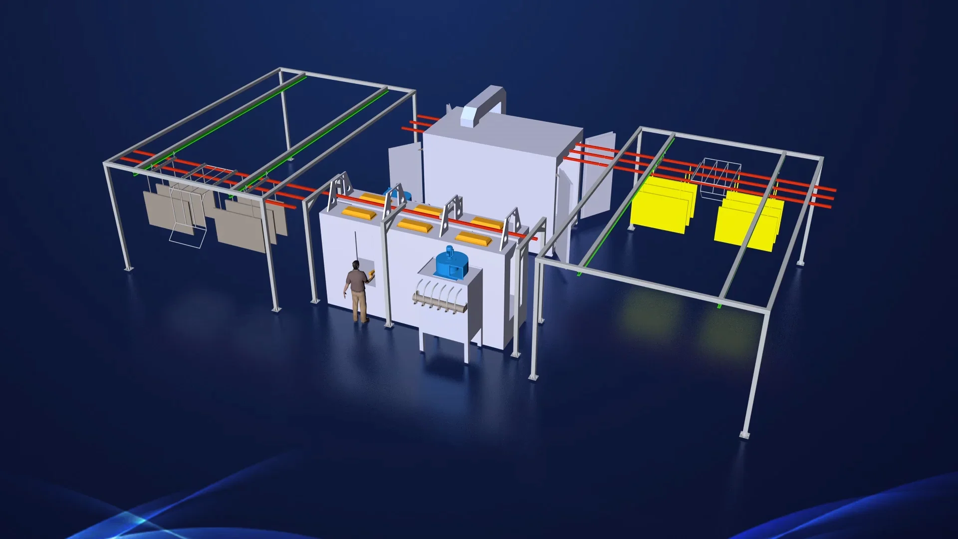 Manual Track Powder Coating Line Electrostatic Powder Coating Plant