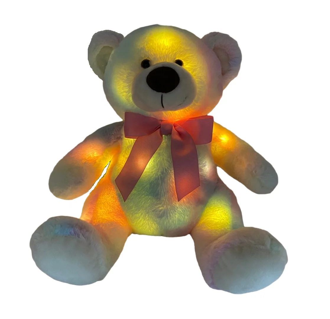 Wholesale custom LED flash lighting fashion high quality soft stuffed toy 13 inch cute light up Teddy plush Bear plush toy