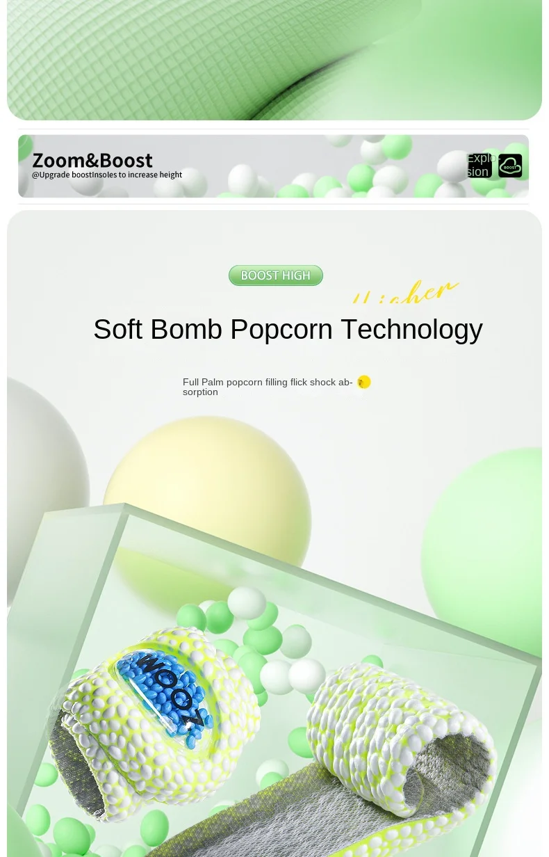 Air Cushion Popcorn Height Increasing Insoles For Sports