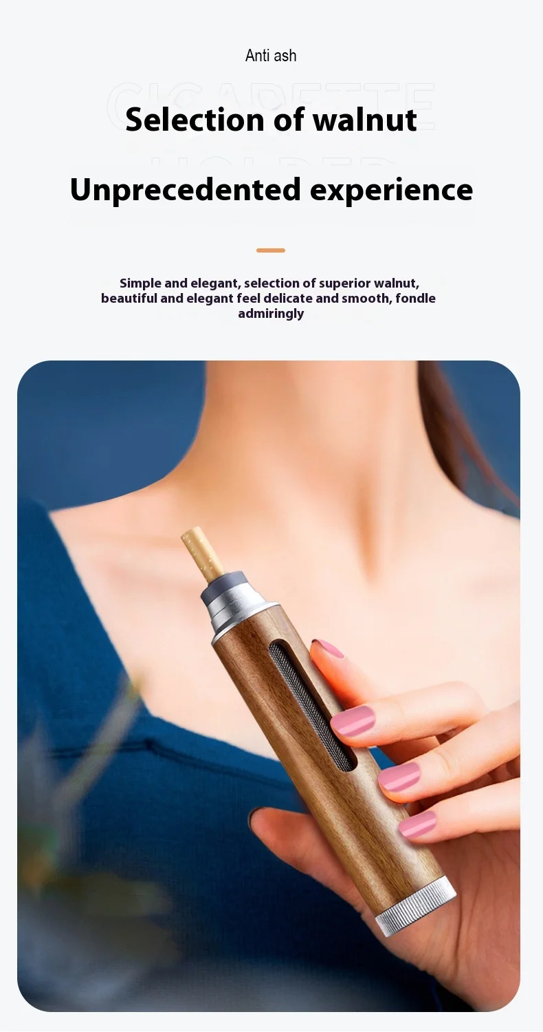 Wholesale Modern Portable Ashtray Cigarette Holder Ash Packed Smokeless Wooden Ash-free Car Handheld Ashtray Smoking Accessory