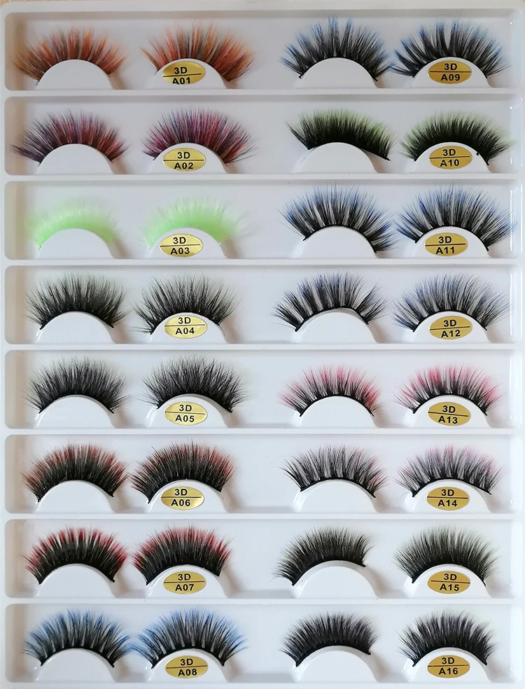 Muting Wholesale Private Label Colorful Eyelashes Box Manufacturer 3D Real Mink Lashes Color
