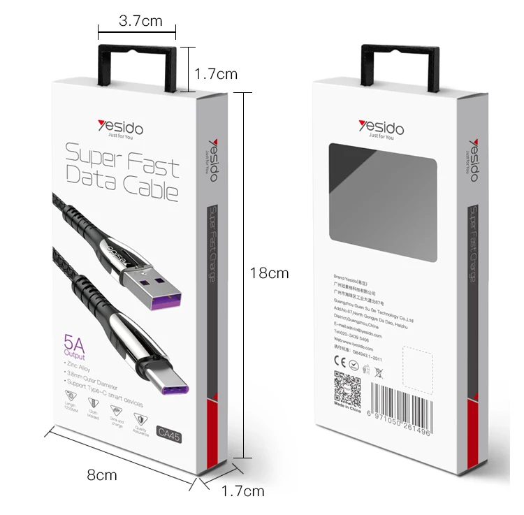 Fast Charger Usb To Type C Cable Line China Manufacturer 5A Usb Charging Data Cable