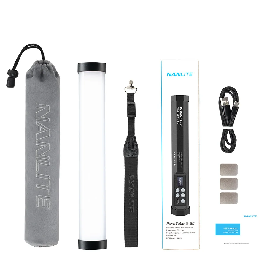 Nanlite PavoTube II 6C LED RGB Light Tube Portable Handheld Photography Lighting Stick CCT Mode Photos Video soft light