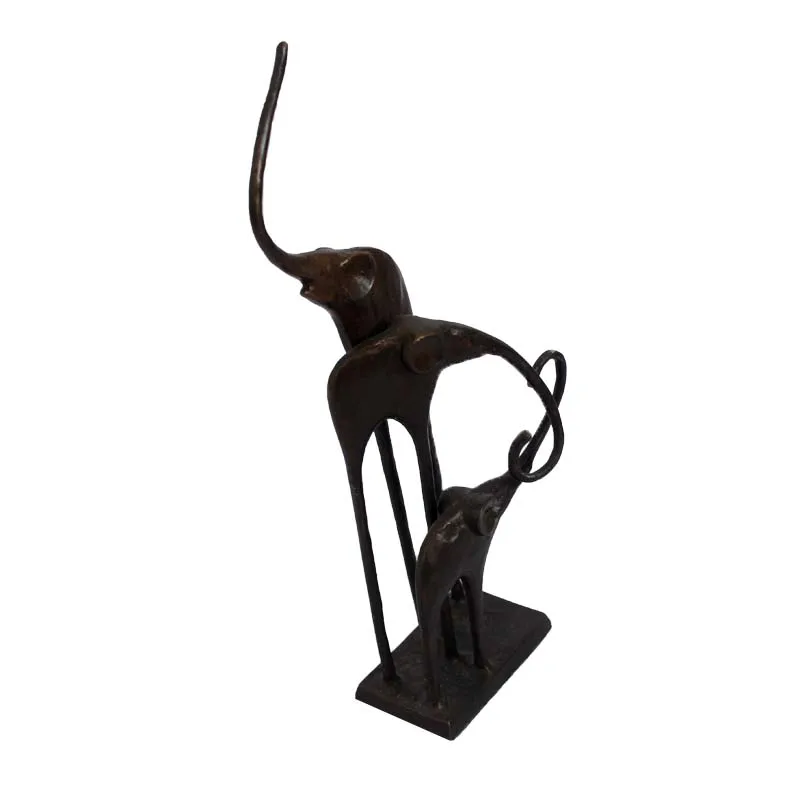 Cast Iron Bronze Sculpture Animal Three Elephant Figurines For Business