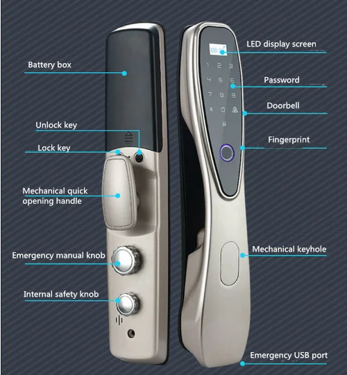 Smart Tuya WiFi Fingerprint Password Card Intelligent Remote Control Automatic Door Lock Digital Home Door Lock