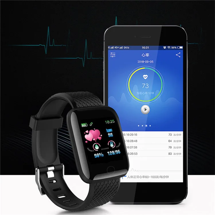 Fitness tracker 116plus pedometer heart rate BT 4.0 smart bracelet reminder watch smart band 116 plus