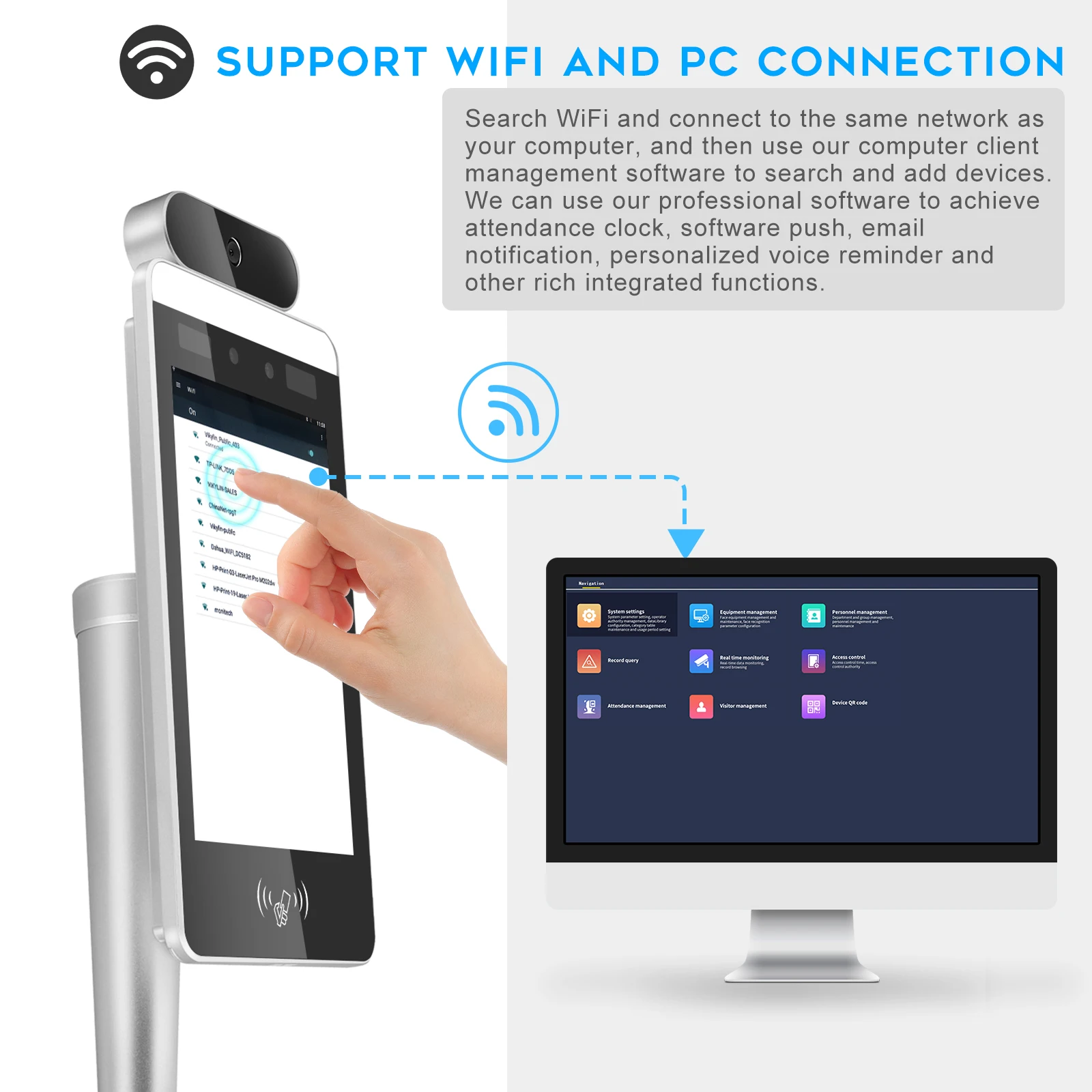 8 Inch WIFI Touch Screen Access Control with AI Temperature Detection