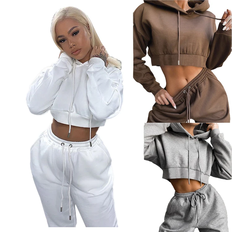 crop hoodie and jogger lounge set