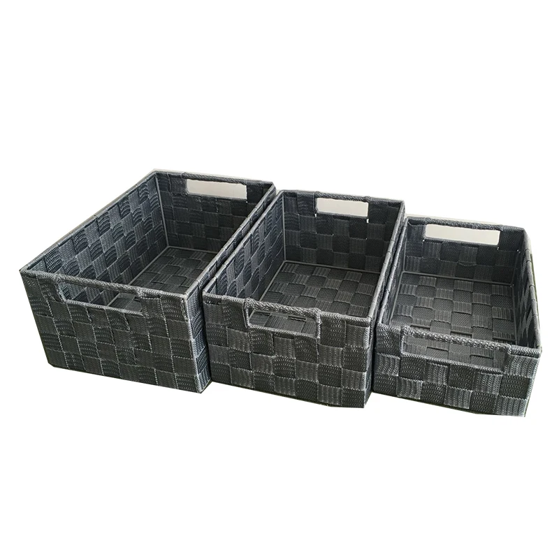 Woven Nylon Belt Storage Cube Basket Pp For Drawing Closet