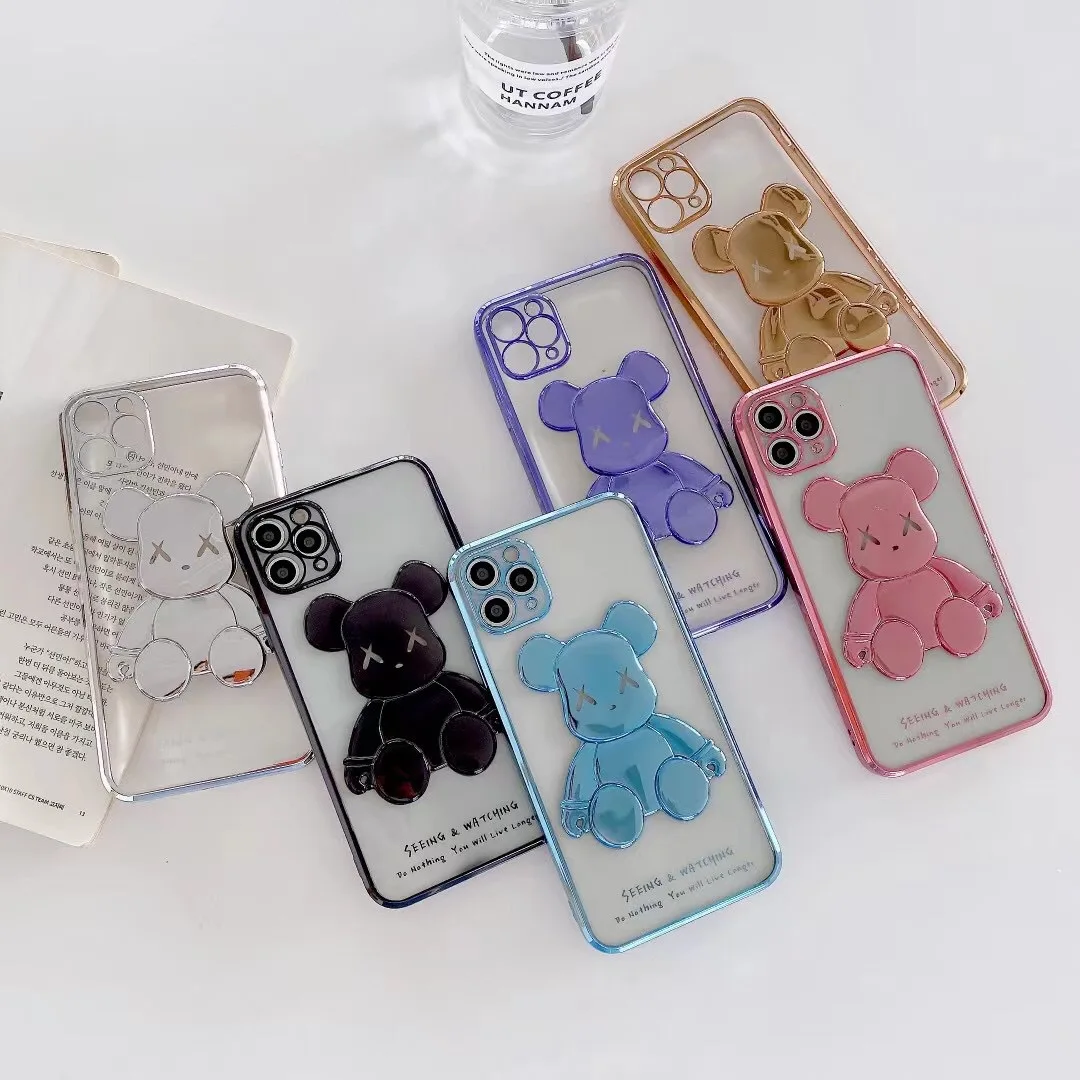 Electroplated 3d Violent Bear Phone Case For Iphone 13 Side Cutout