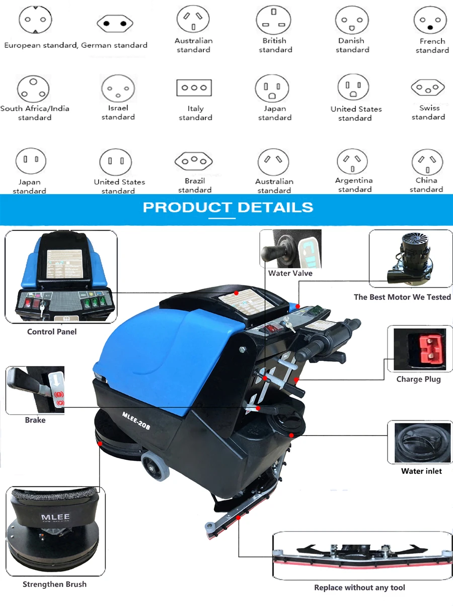 MLEE20B New design auto electric auto manual floor scrubber drier machine