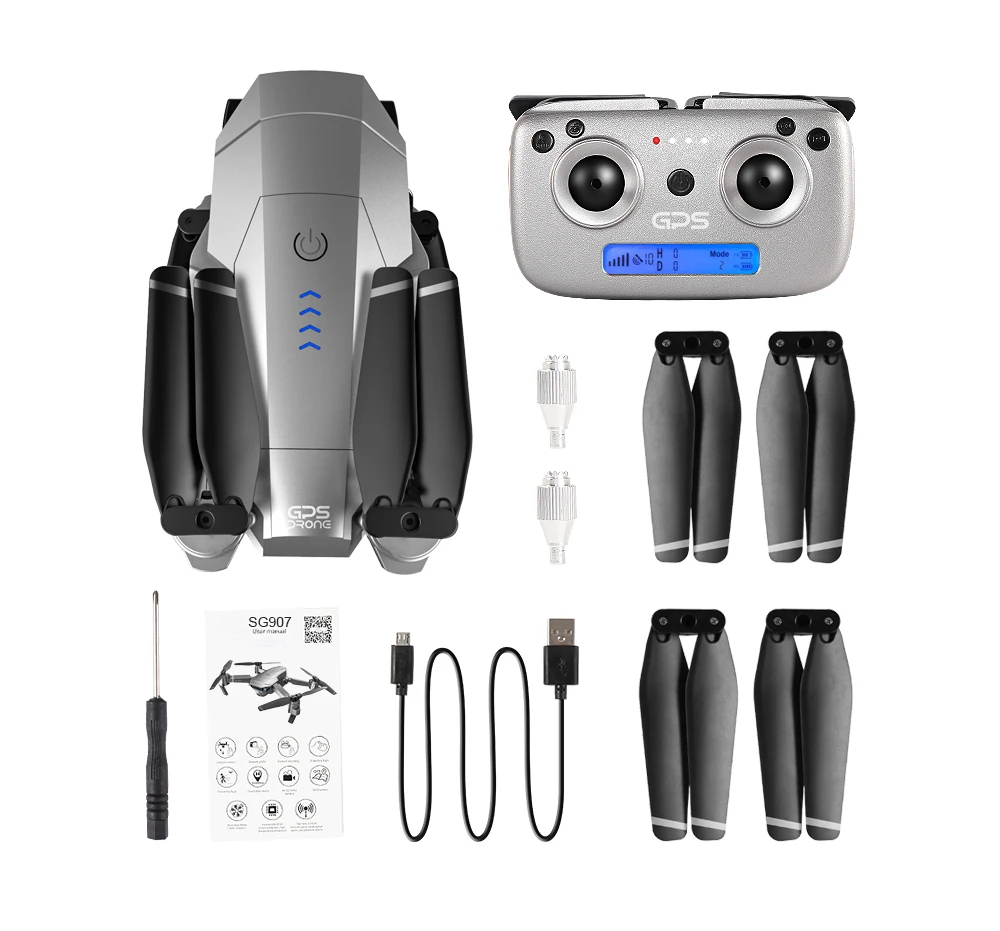 SG907 GPS Drone with 4K HD Adjustment Dual Camera Wide Angle 5G WIFI FPV RC Quadcopter Professional Foldable Drones