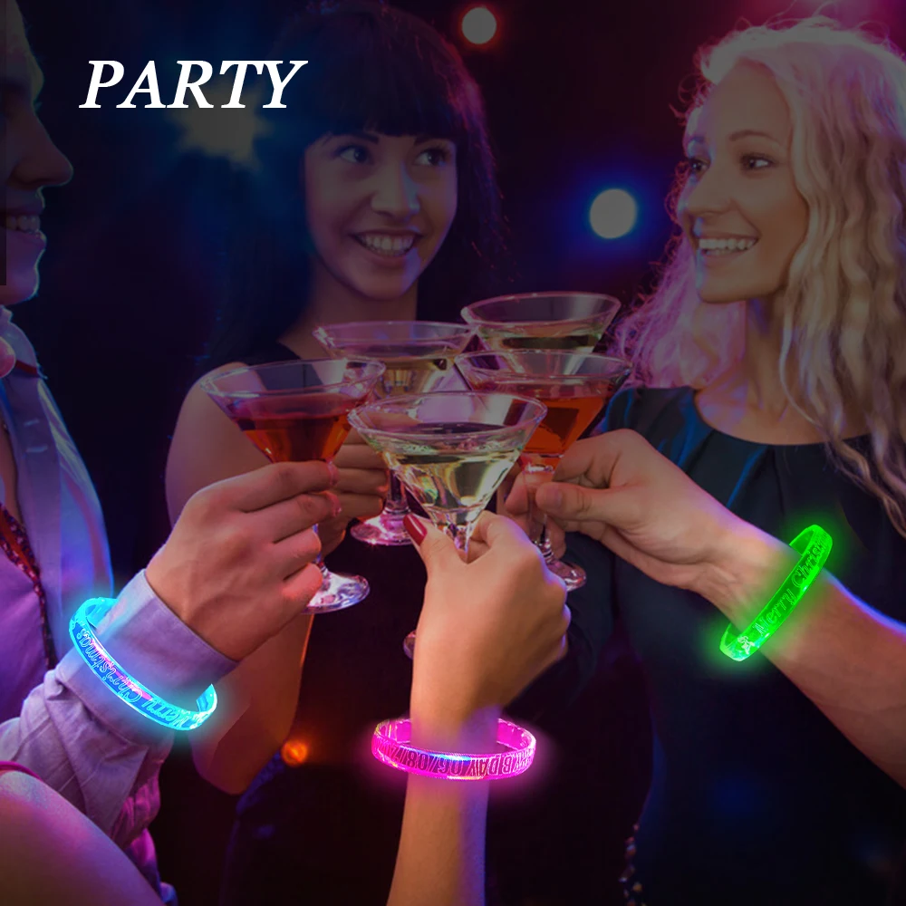 Music Sound LED Flash Night light Wristband Light Up LED Bracelet Glowing Wristband for Bar Party Wedding