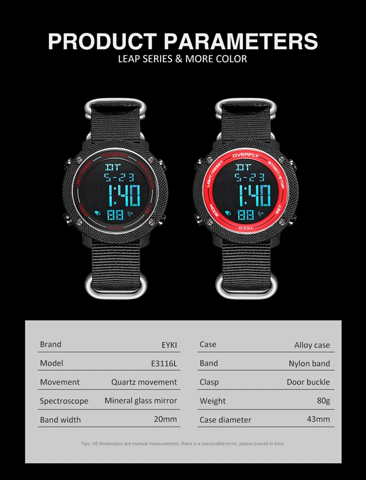 Wholesale EYKI E3116L Nylon Strap Outside Waterproof Digital Cool Watches  Men Digital Watch From m.