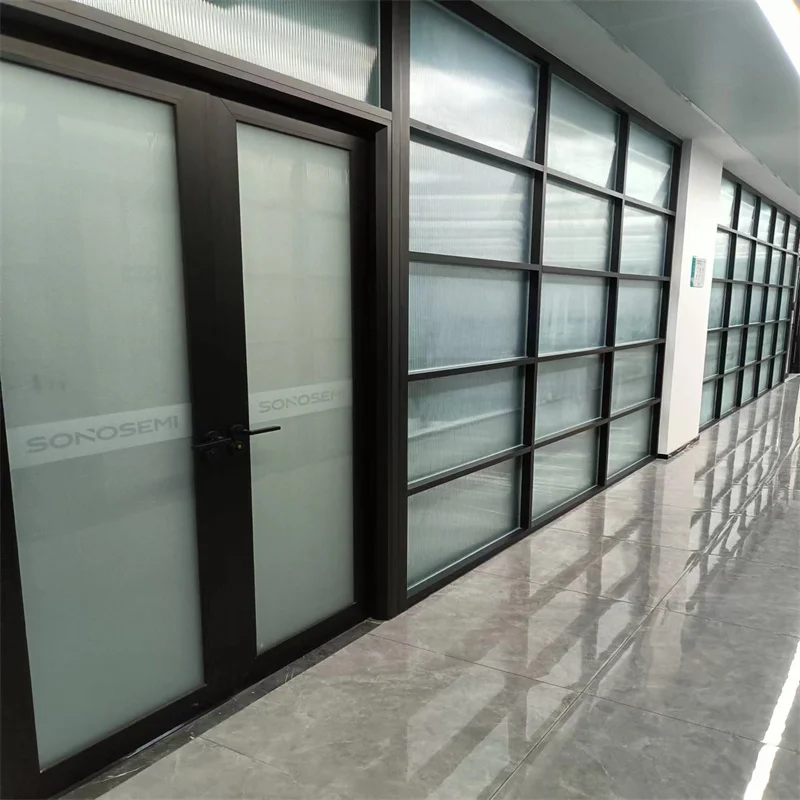 product integrated single glass partition with 80mm wall thickness  50mm aluminum frame   for offices schools hospitals-2