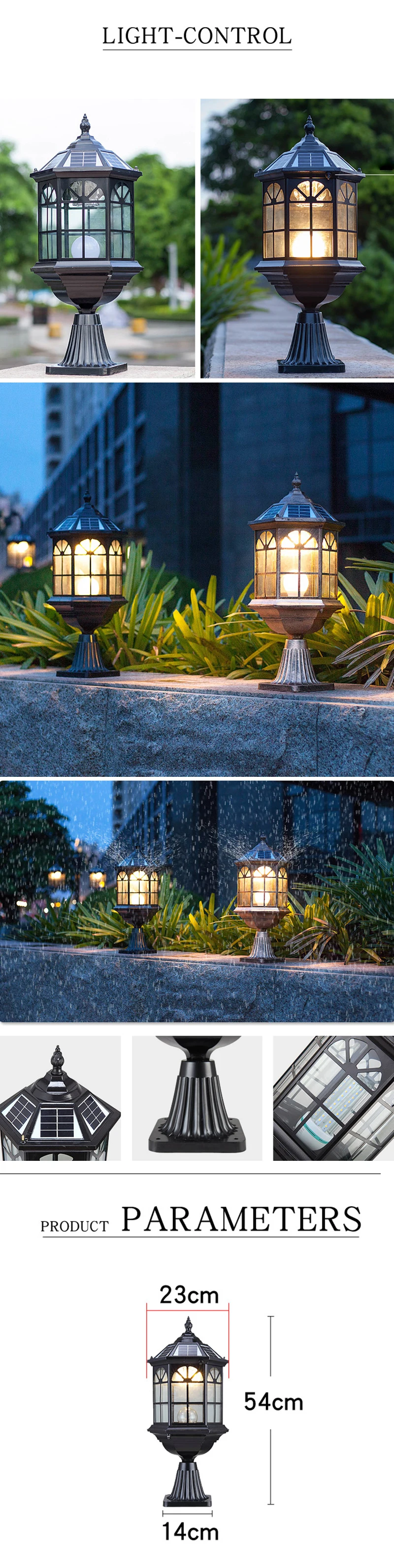 outdoor IP65 waterproof 1w 2w 3w 4w 5w modern garden solar led pillar light