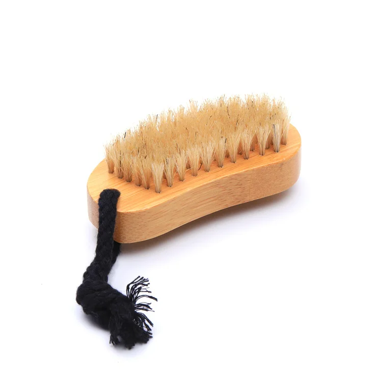 Custom Two Side Boar Bristle Pedicure Nail Cleaning Bamboo Scrub